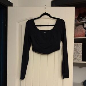 JoyLab Black Long Sleeve Crop Top